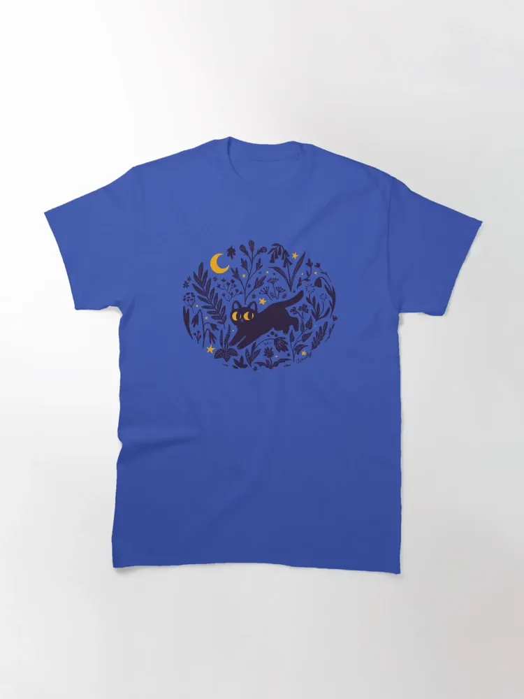 Lady's Creative Cat Flower Print Round-neck Short-Sleeved T-Shirt