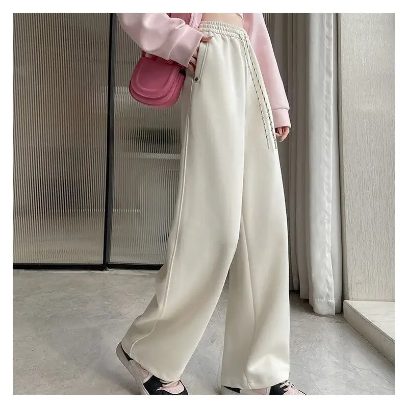 Pleated High Waist Straight Leg Casual Floor Length Pants