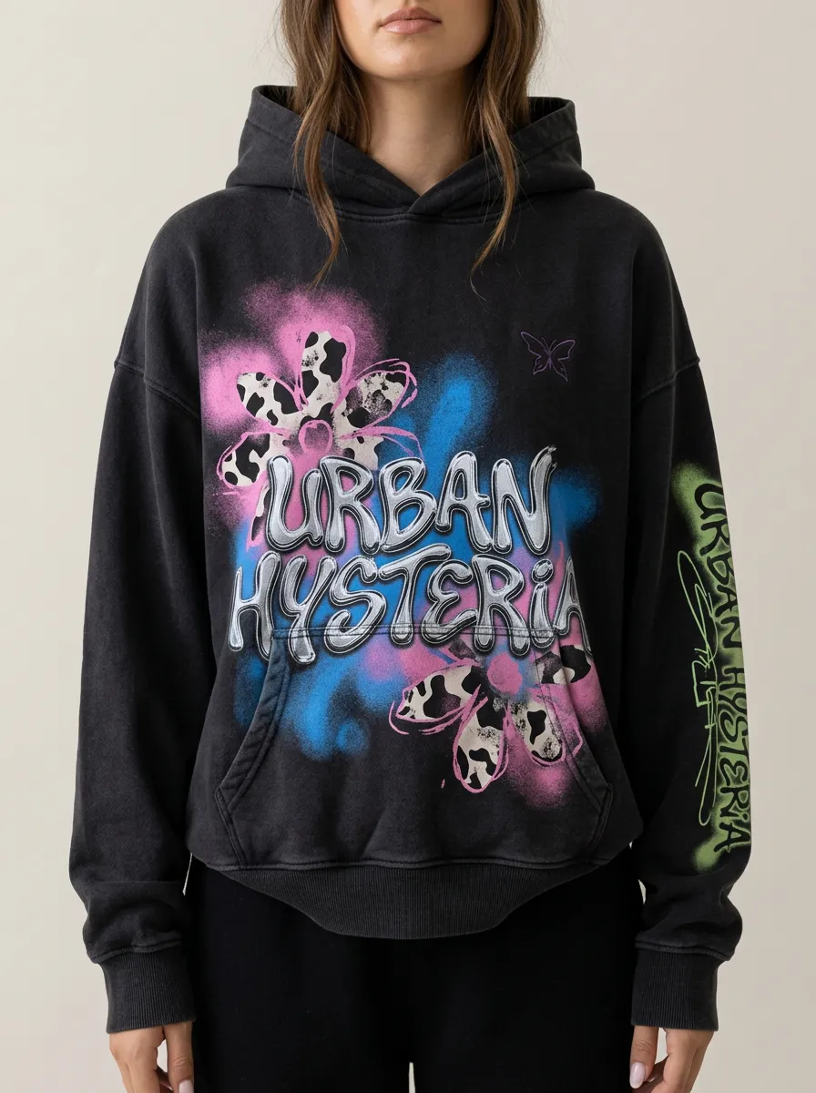 Unisex Streetwear Floral Hoodie