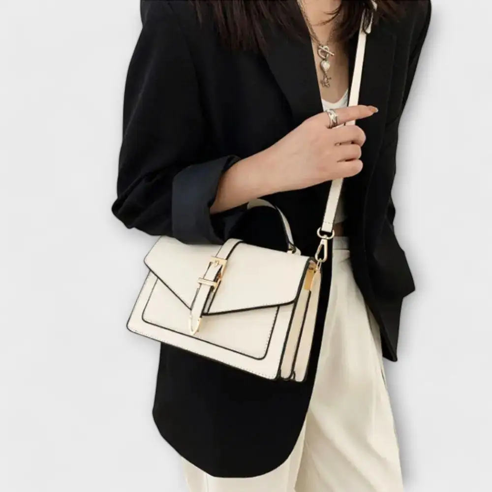 Zip Faux Leather Shoulder Bag