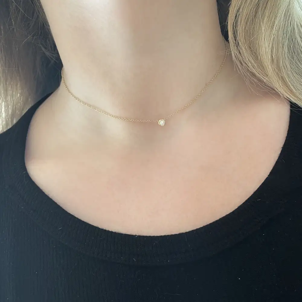 Textured Bezel Diamond Necklace