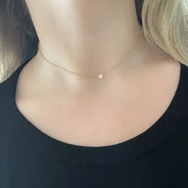 Textured Bezel Diamond Necklace