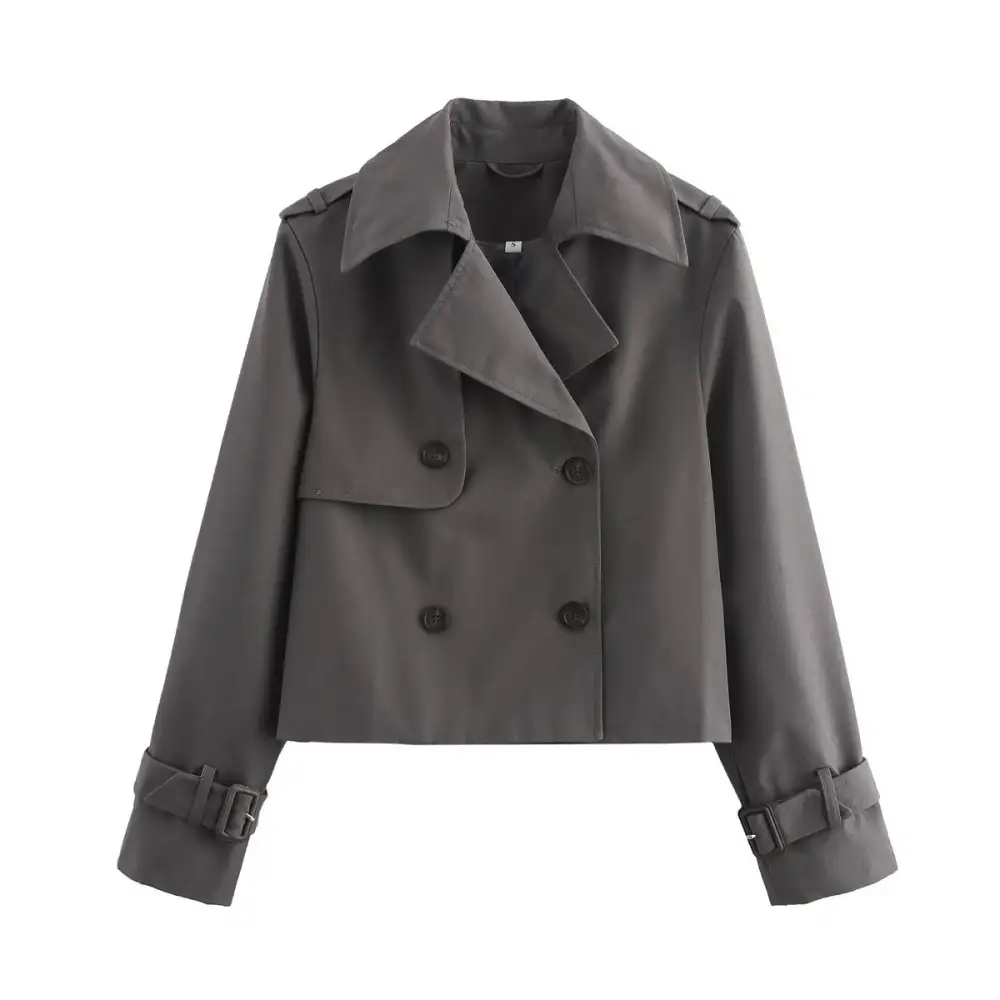 Polished Stand Collar Trench Coat