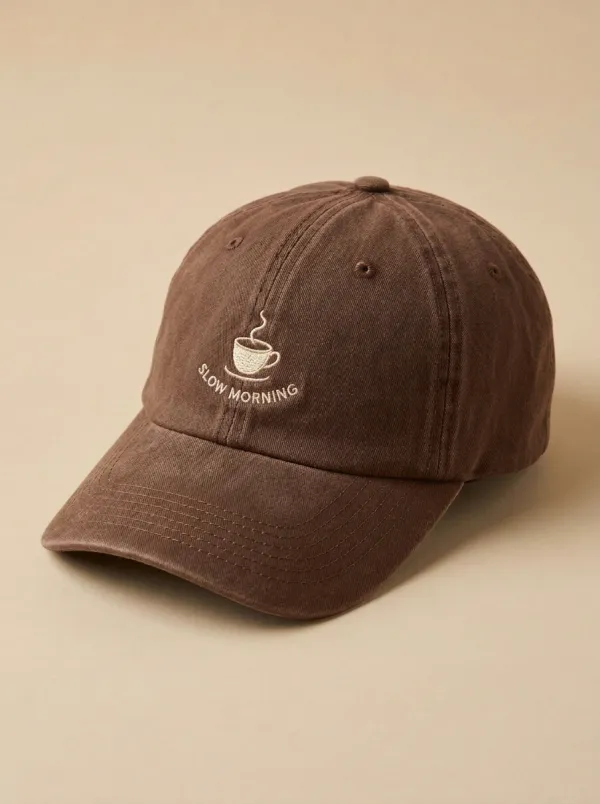 Modern Coffee-Lover Slow-Morning Embroidered Unisex Baseball Cap