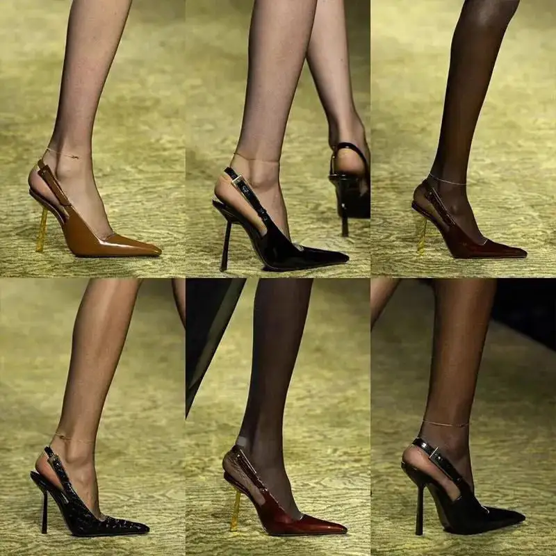 Glossy Finish Pointed Toe Sandals