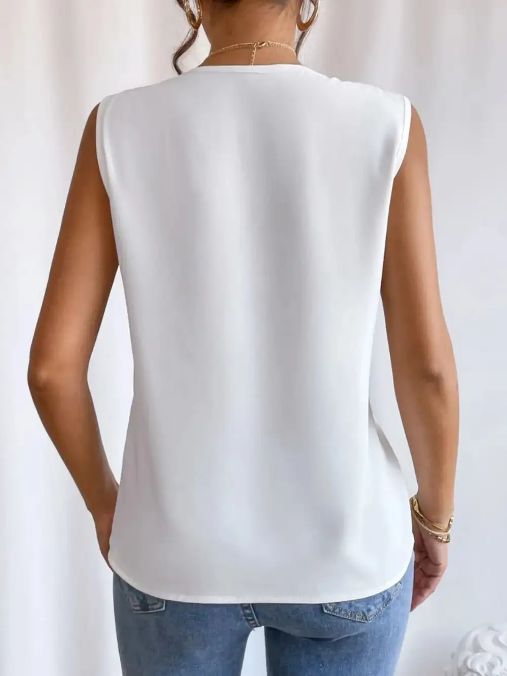 V-Neck Pleated Sleeveless Cami Tank Top
