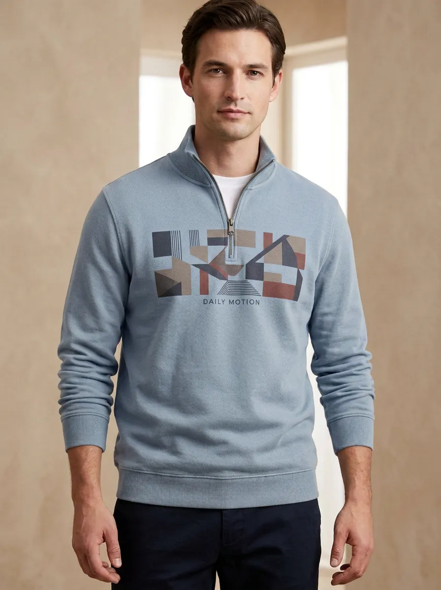 Clean-Line Half-Zip Geometric Men's Half-Zip Sweatshirt