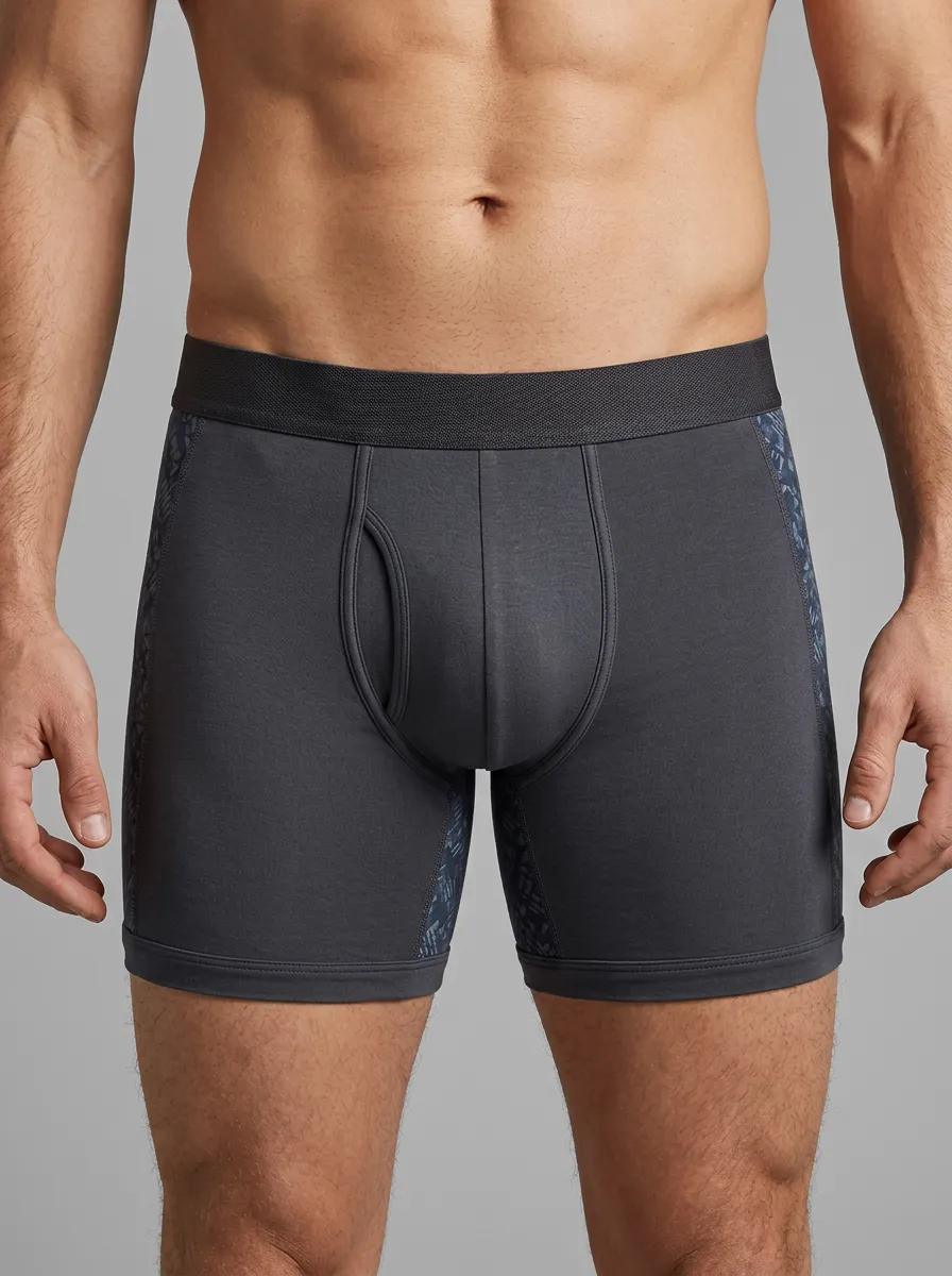 Men's Geometric Pattern Side Panel Boxer Briefs