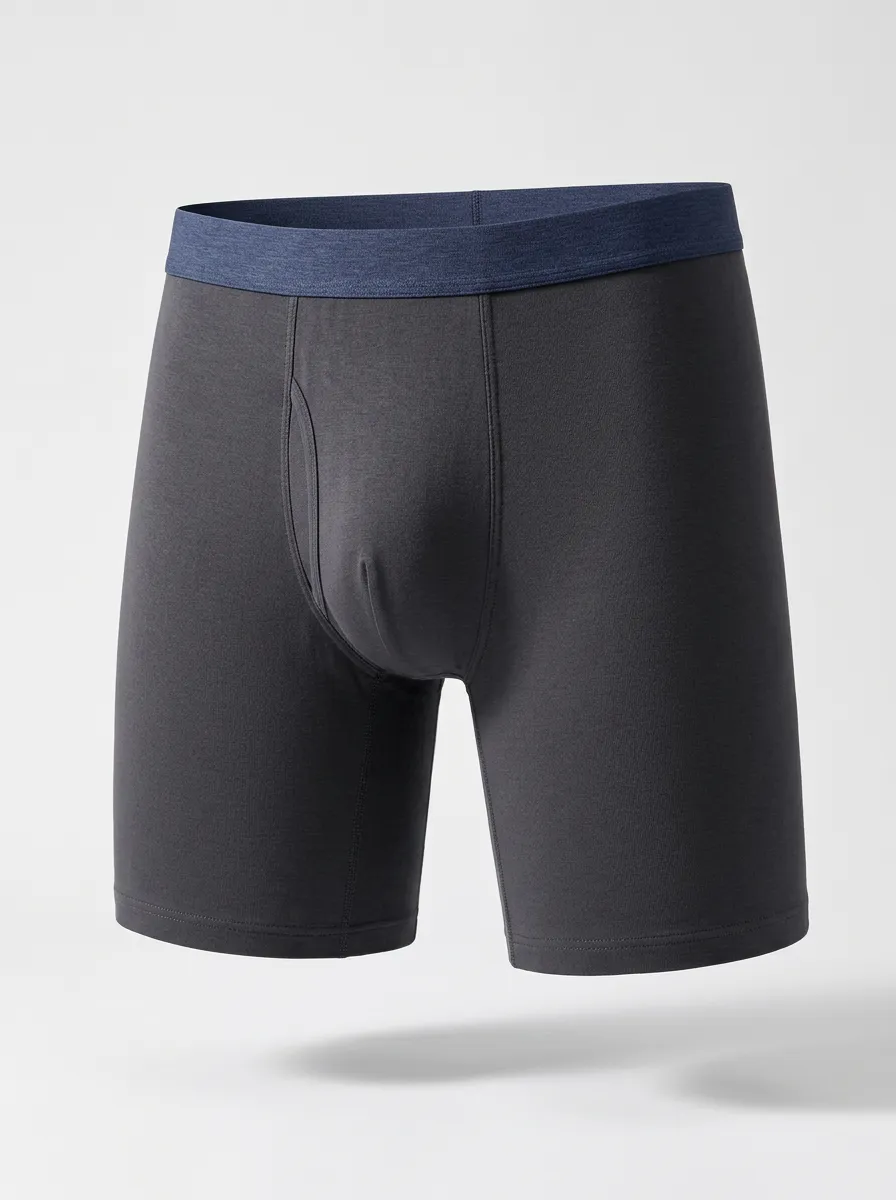 Men's Charcoal Grey Contrast Waistband Heathered Boxer Briefs