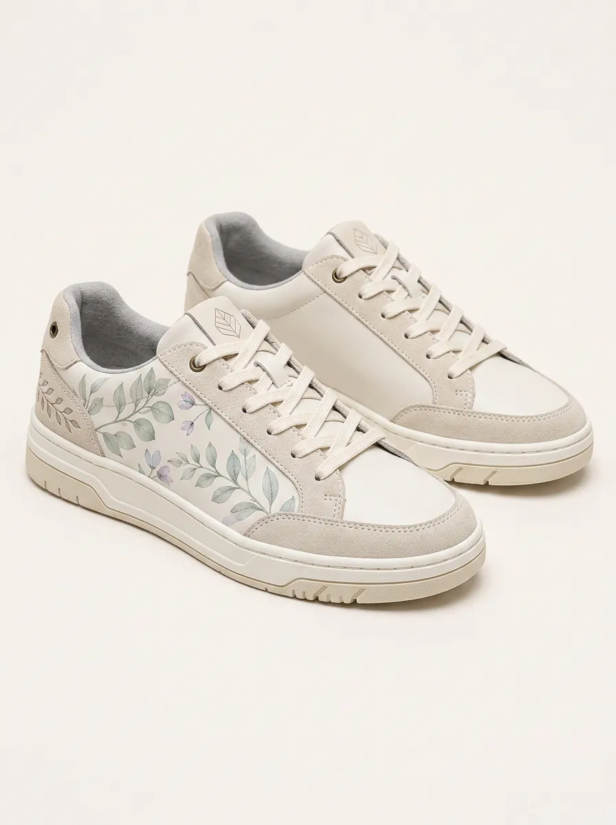 Men's Fresh Botanical Floral Leaf Patterned Casual Urban Skate Shoes