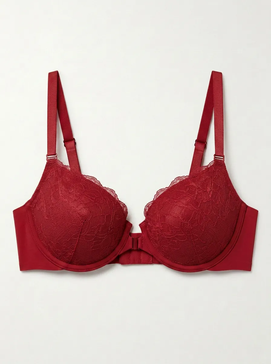 Women's Front-Closure Underwire Seamless Floral-Lace Bra