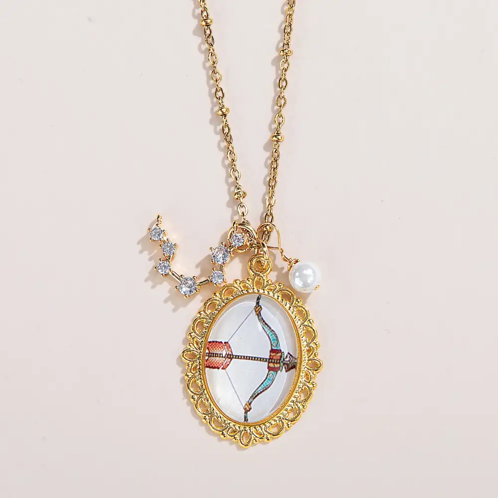 Textured Pearl Cabochon Heart Pendant Necklace