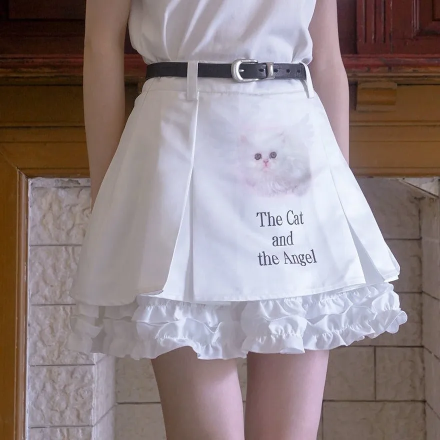Mini Cat Motif Skirt