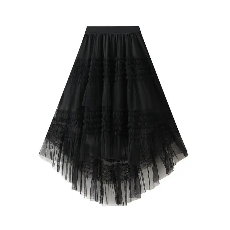 Irregular Flared Mesh Skirt