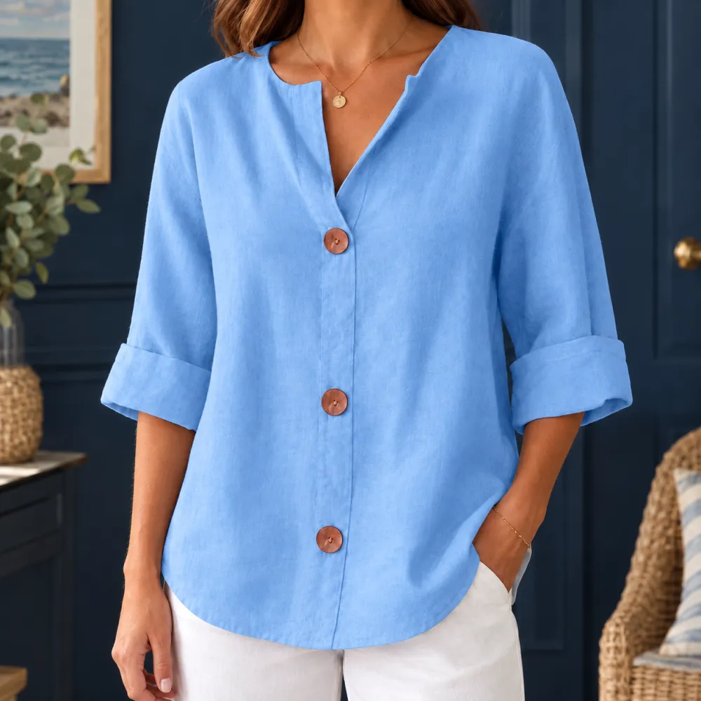 Relaxed Cotton-Linen Blouse