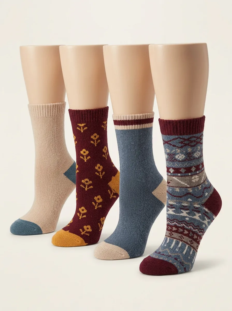 Garden Inspired Floral Vintage Four-Pair Casual Socks