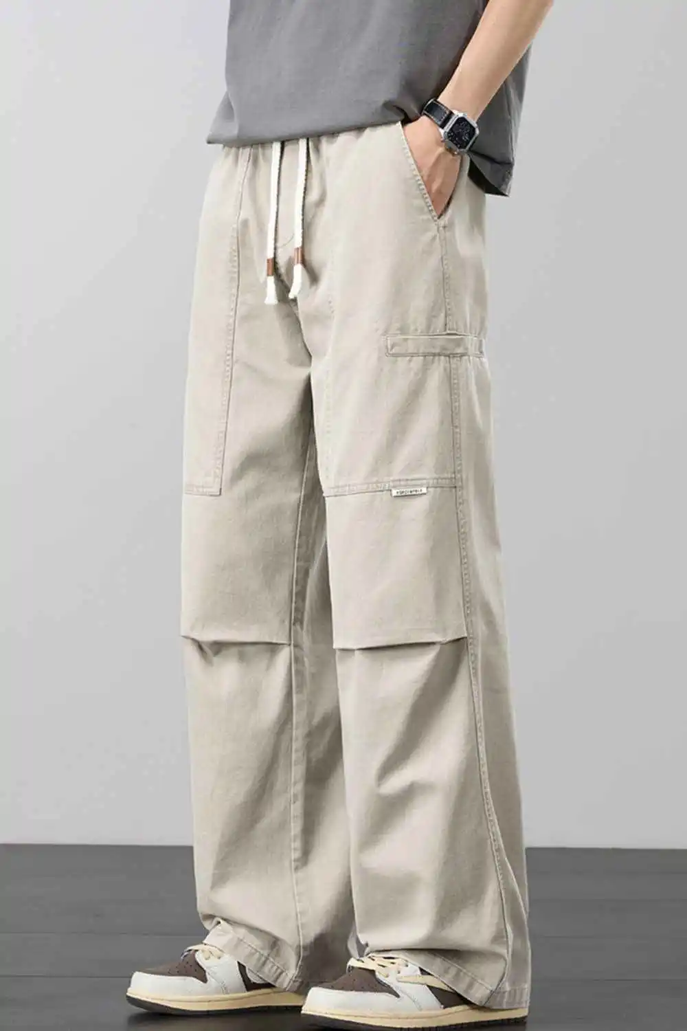 Loose Fit Cargo Pants with Drawstring