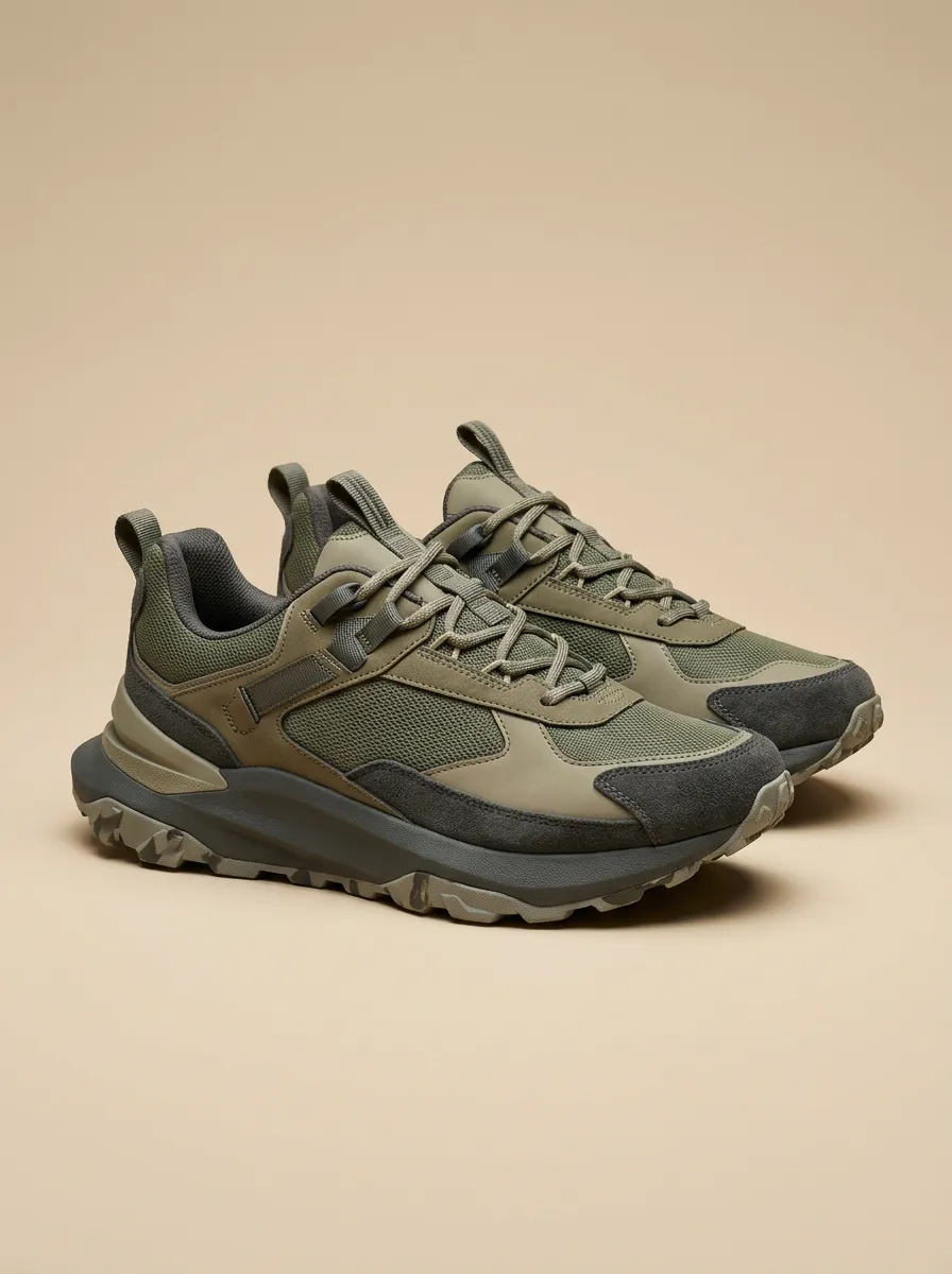 Outdoor-Inspired Camo Casual Sneakers