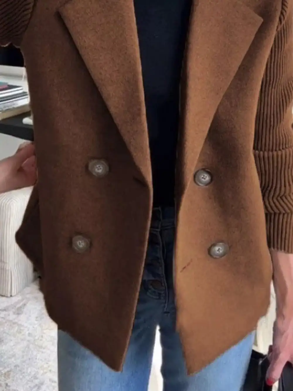 Double-Breasted Knit Blazer