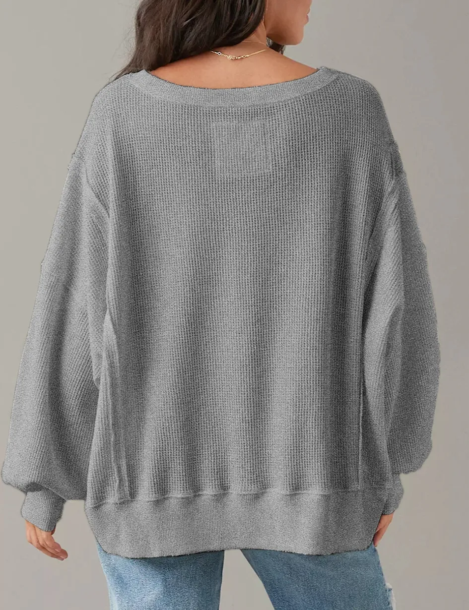 Women's Waffle Knit Oversized Fit Top