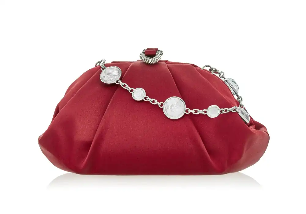Structured Satin Rounded Frame Evening Clutch