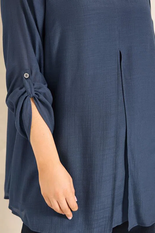 Navy Blue Double Layer Blouse detail 3
