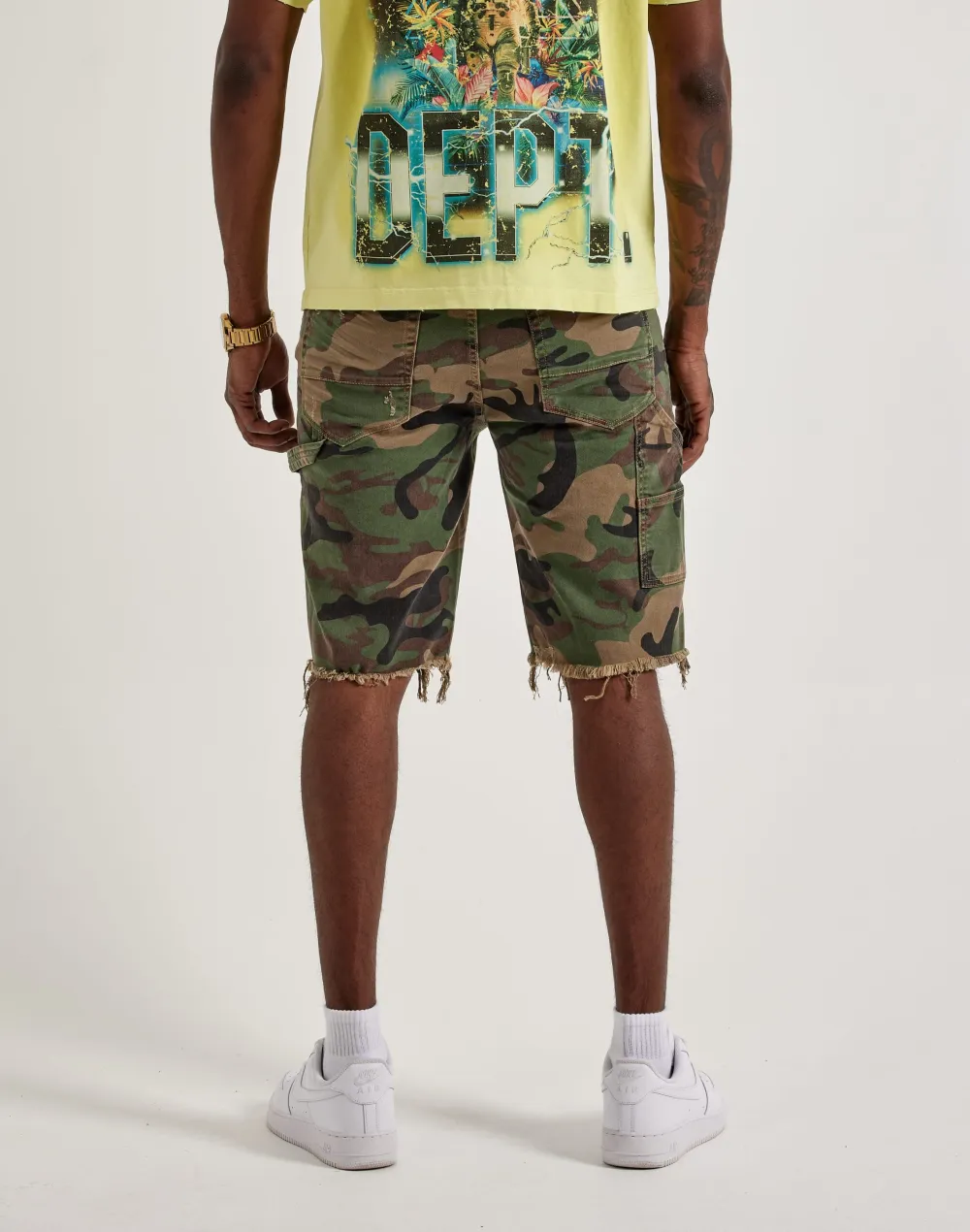 Denim Distressed Carpenter Shorts