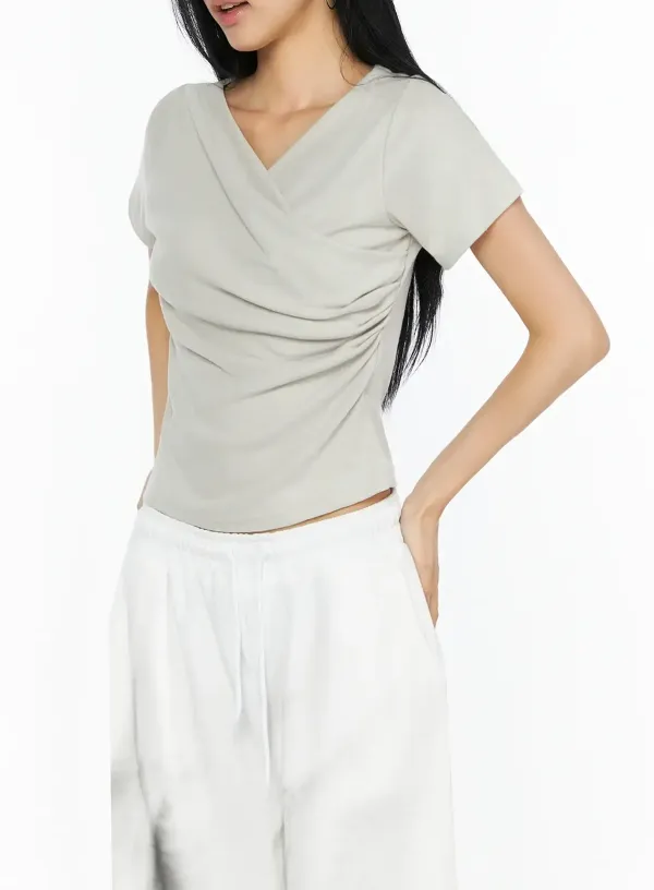 Draped V-Neck Top