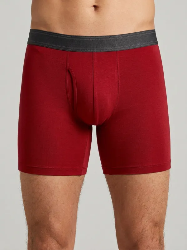 Men's Burgundy Boxer Briefs with Contrast Waistband Boxer Briefs