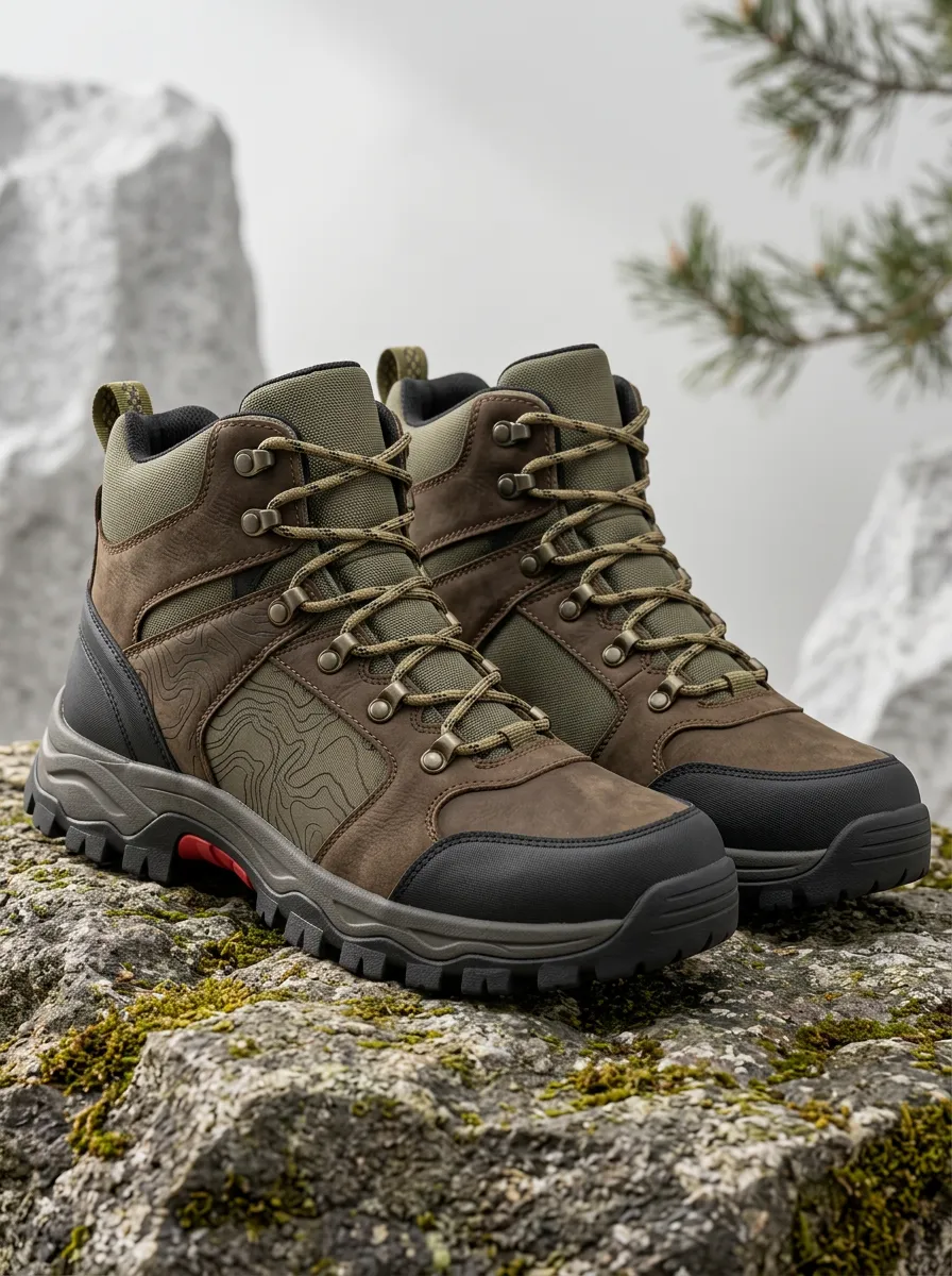 Unisex Outdoor Enthusiast Topographic Map Printed Hiking Boots