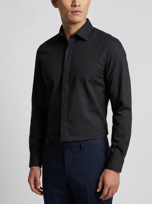 Men's Non-Iron Cotton  Logo Embroidered Dress Shirt