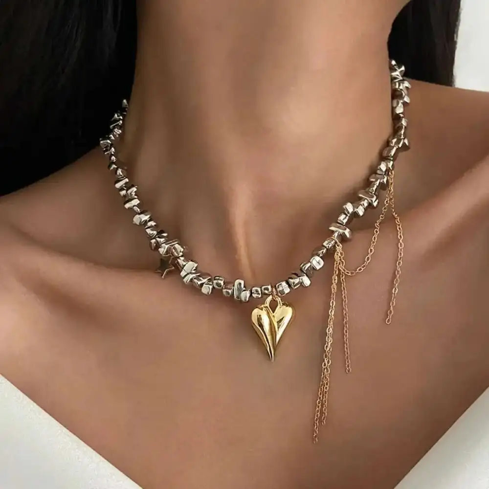 Pleated Heart Necklace