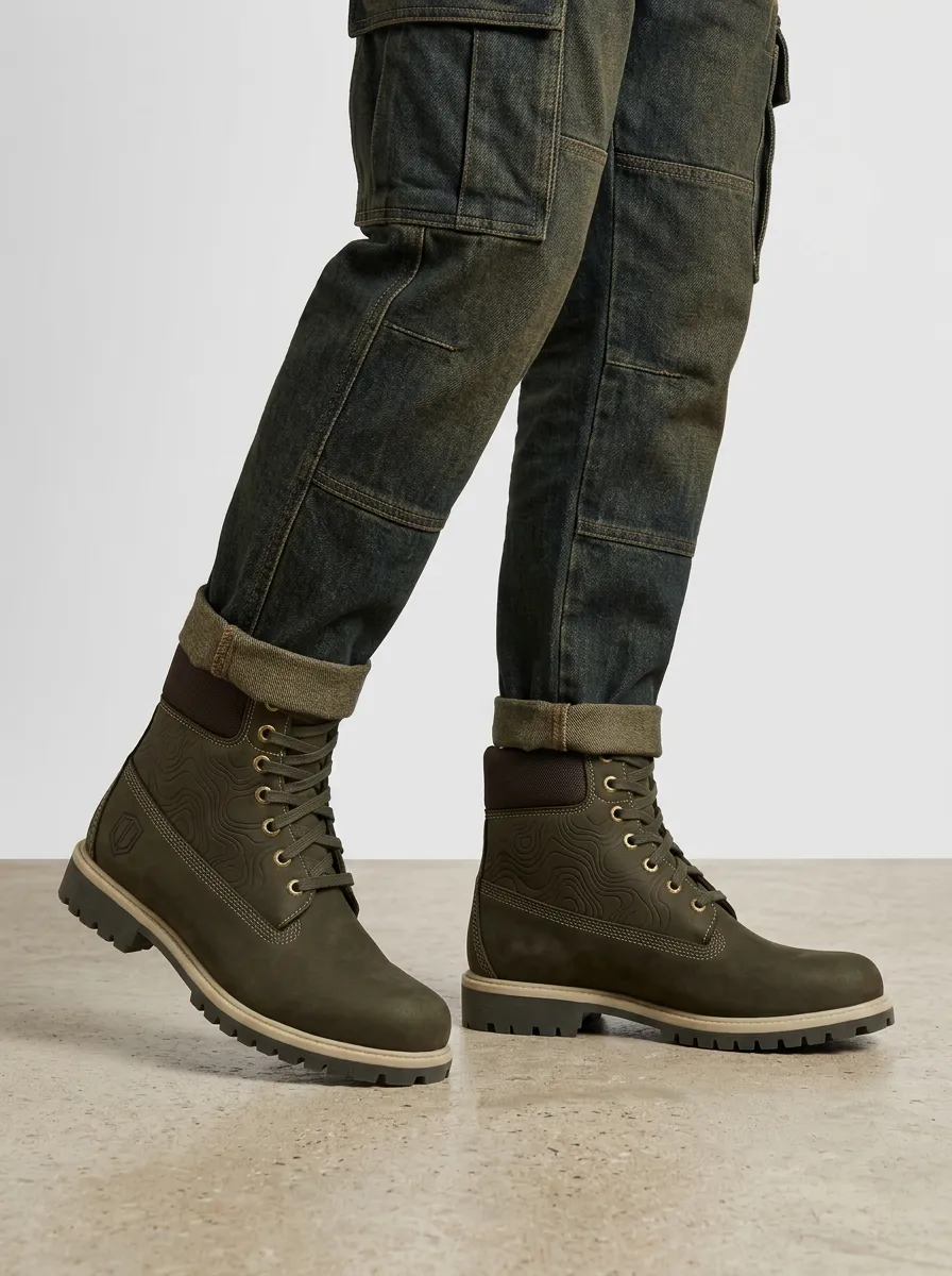 Unisex Weekend Outdoor Enthusiast Topographic Map Print Work Boots