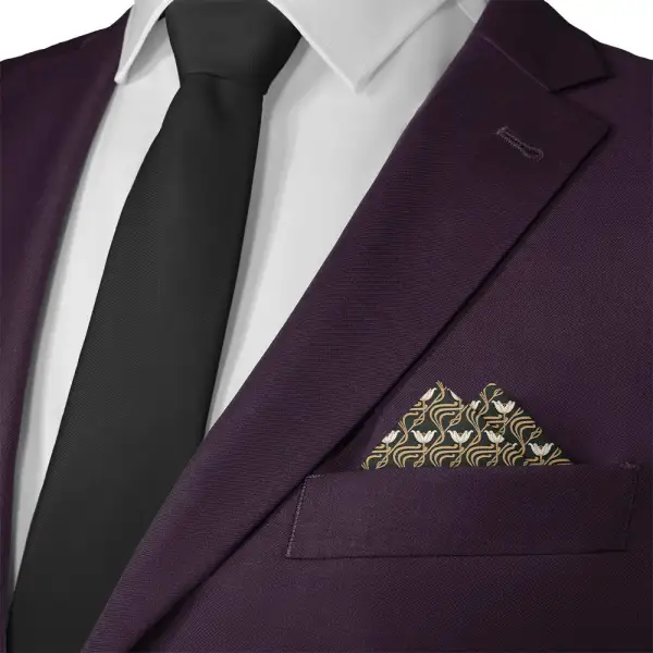 Crisp Distinctive Art Deco Floral Pocket Square
