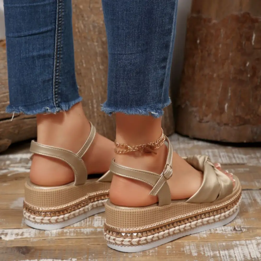 Bow Knot Platform Wedge Sandals