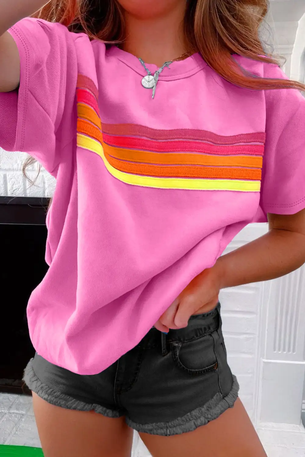 Striped Patch Front Casual
