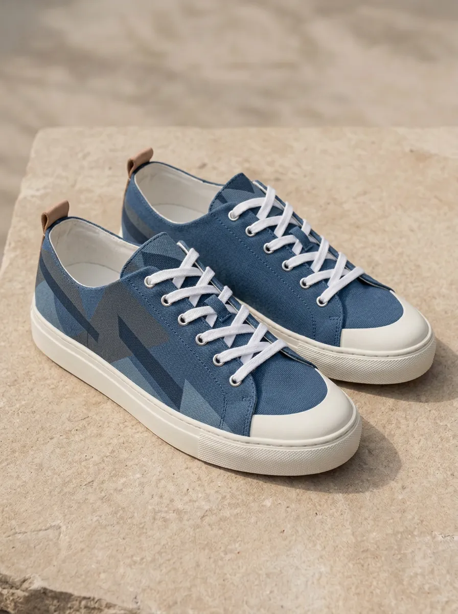 Toe Bumper Geometric Abstract Canvas Sneakers
