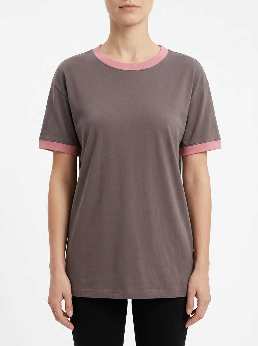 Women's Drop-Shoulder Crewneck Ringer T-Shirt