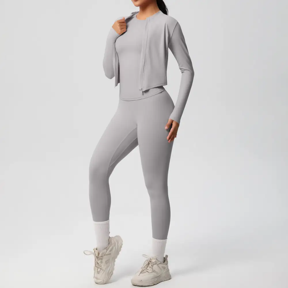 Short-Sleeve Quick-Dry Jacket, Top and Leggings Active Set