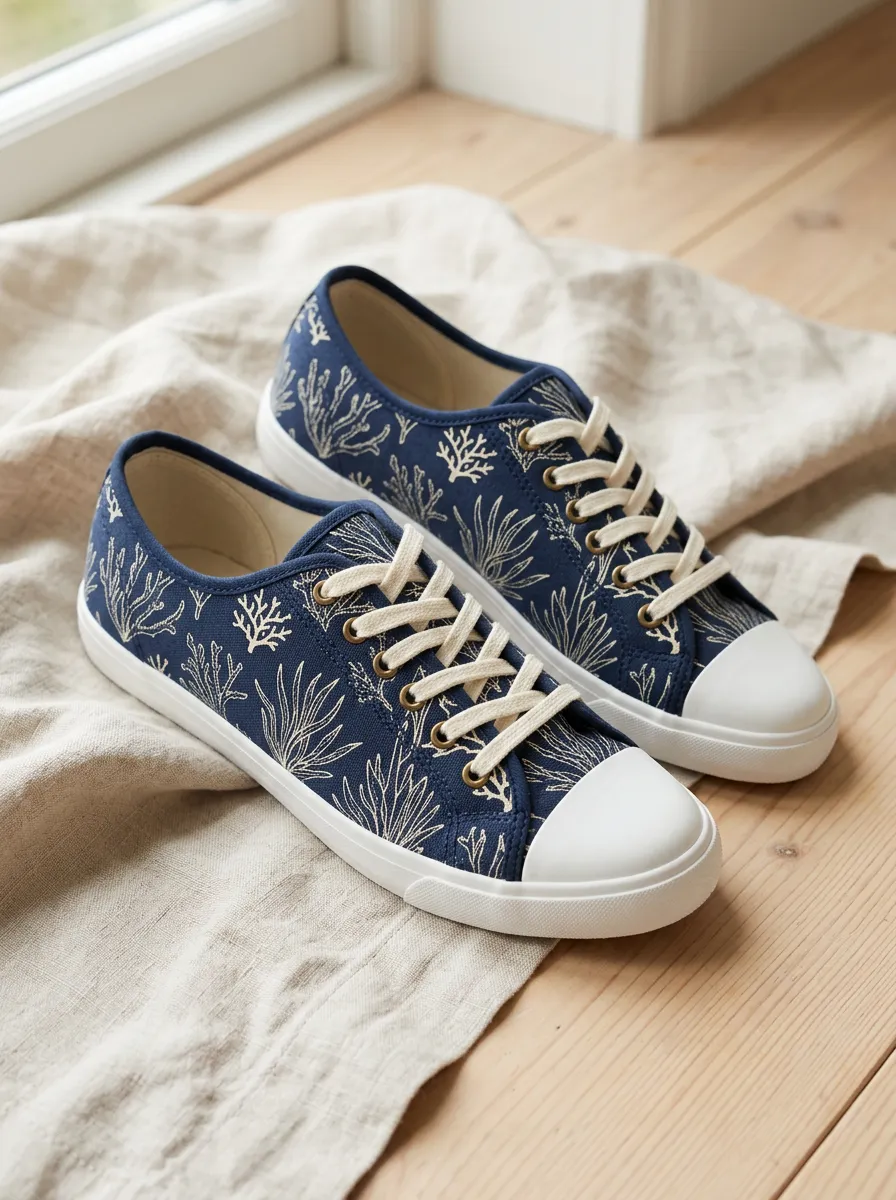 Unisex Coastal Ocean Lover Coral Reef Printed Canvas Shoes