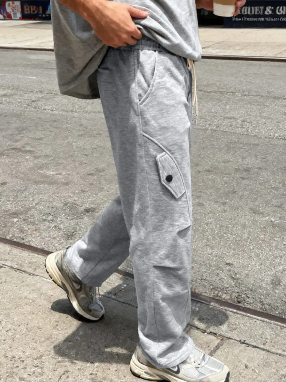 Men's Full Size Casual Cargo Pants with Drawstring