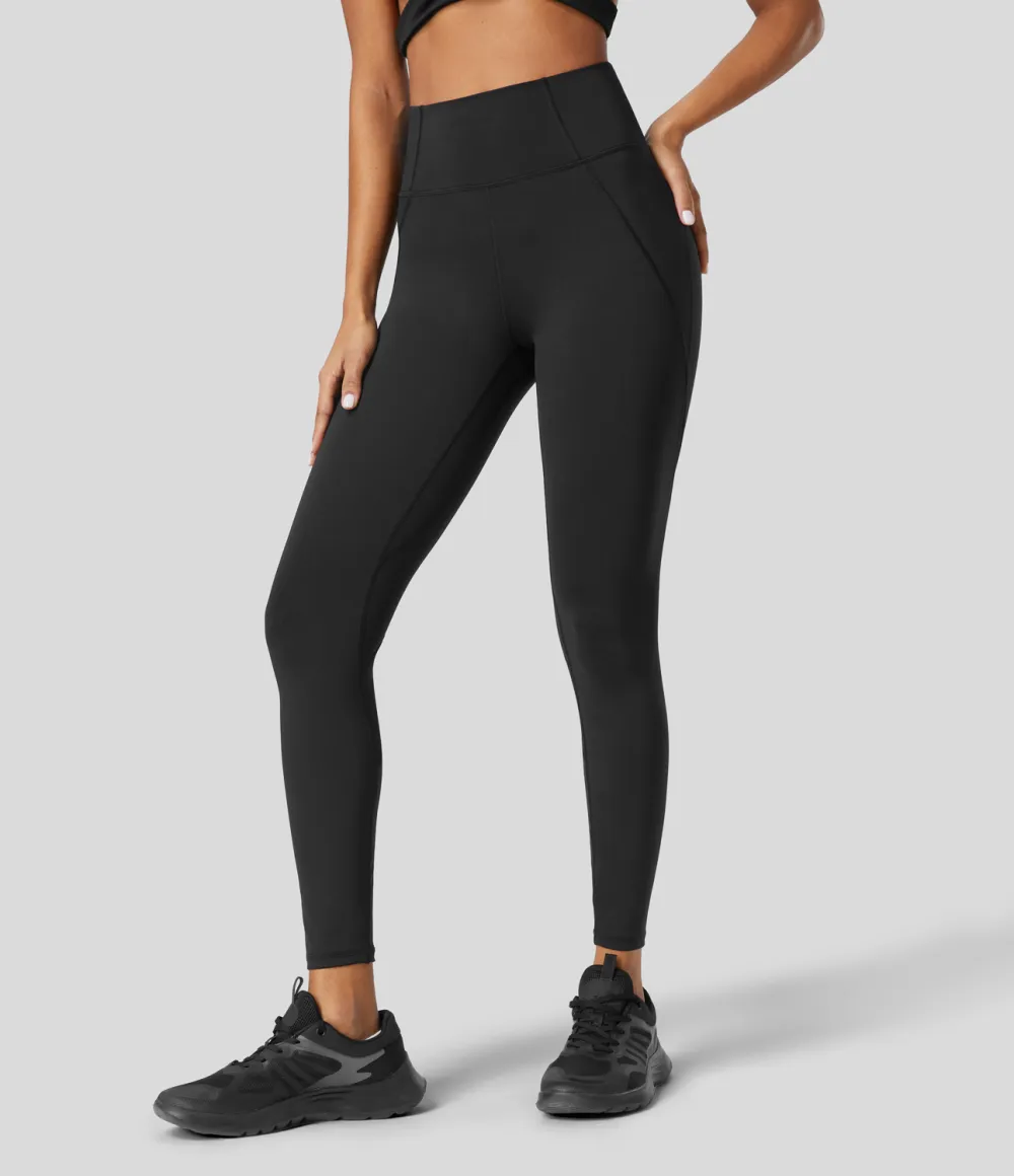 SpeedWave High Waisted Back Zip Pocket Contrast Mesh Quick Dry 7/8 Workout Leggings