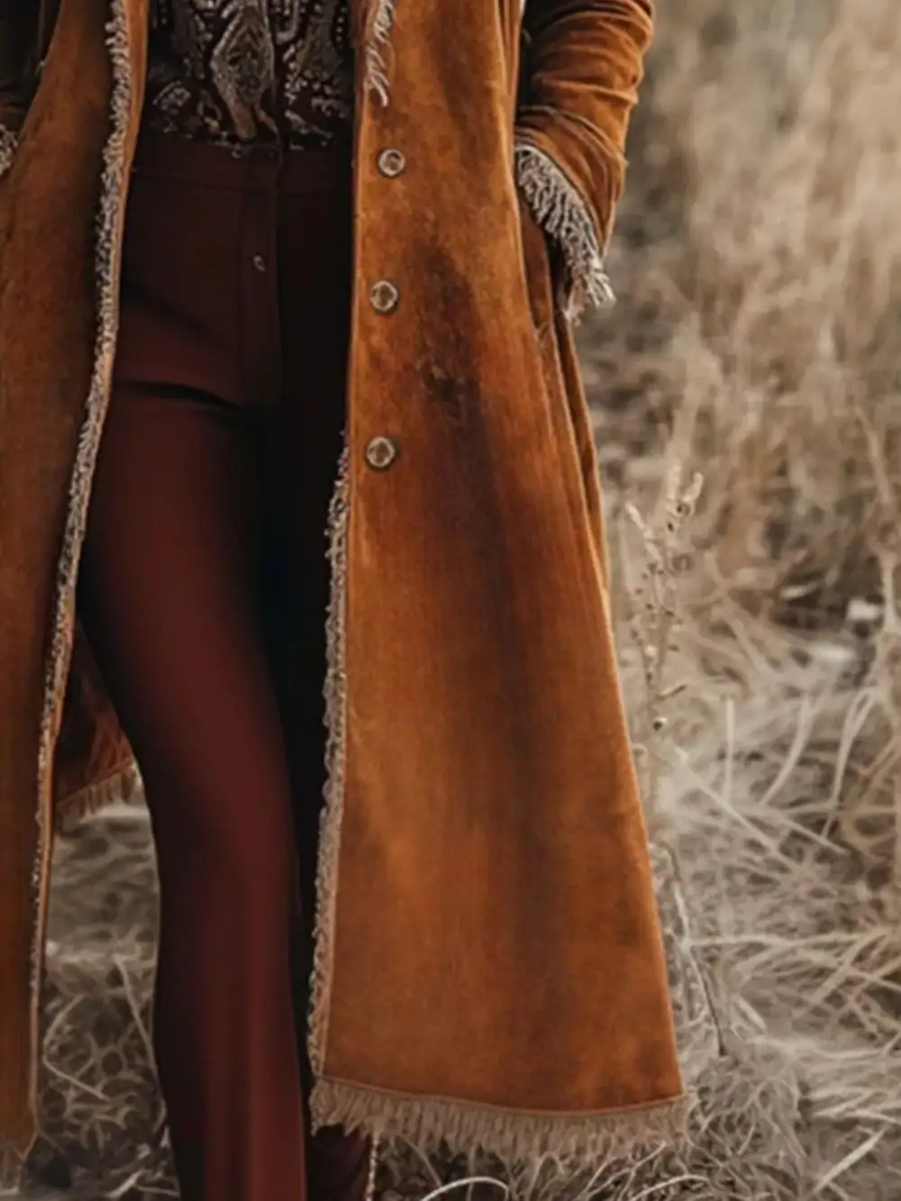 Fringe Trim Longline Outerwear