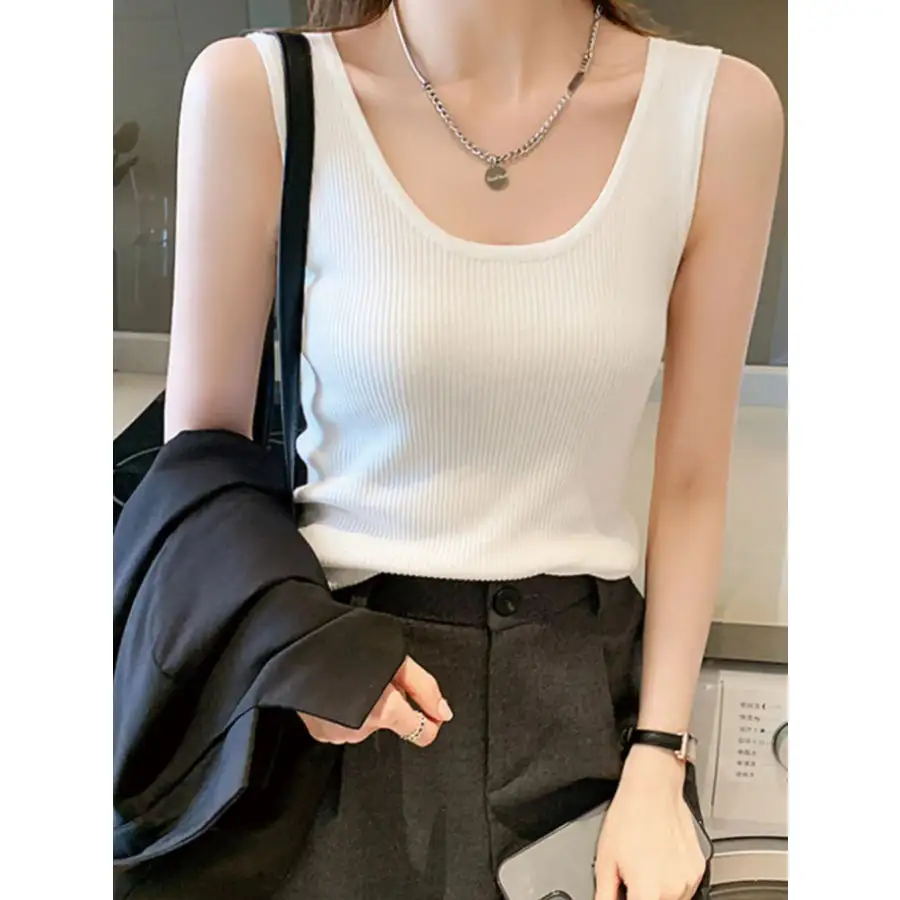 Plus Size Ribbed Scoop Neck Tank