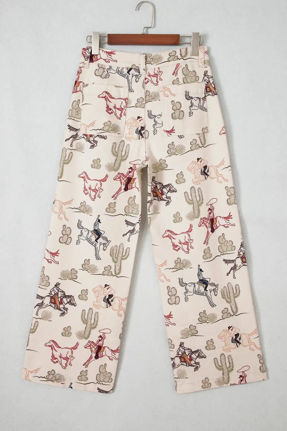 Women's Western Print Straight Leg Ankle Length Pocket Jeans