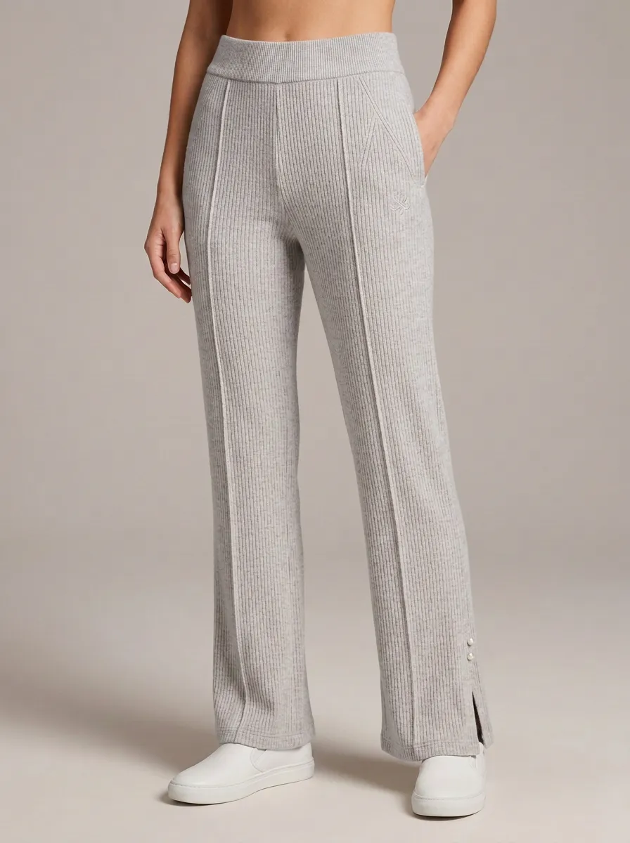 Women's Classic Split-Hem Ribbed Sport Pants