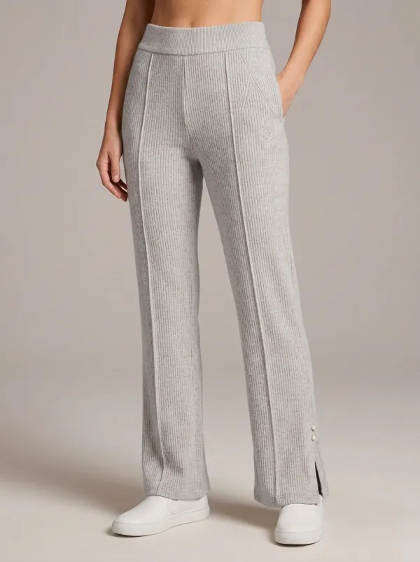 Women's Classic Split-Hem Ribbed Sport Pants