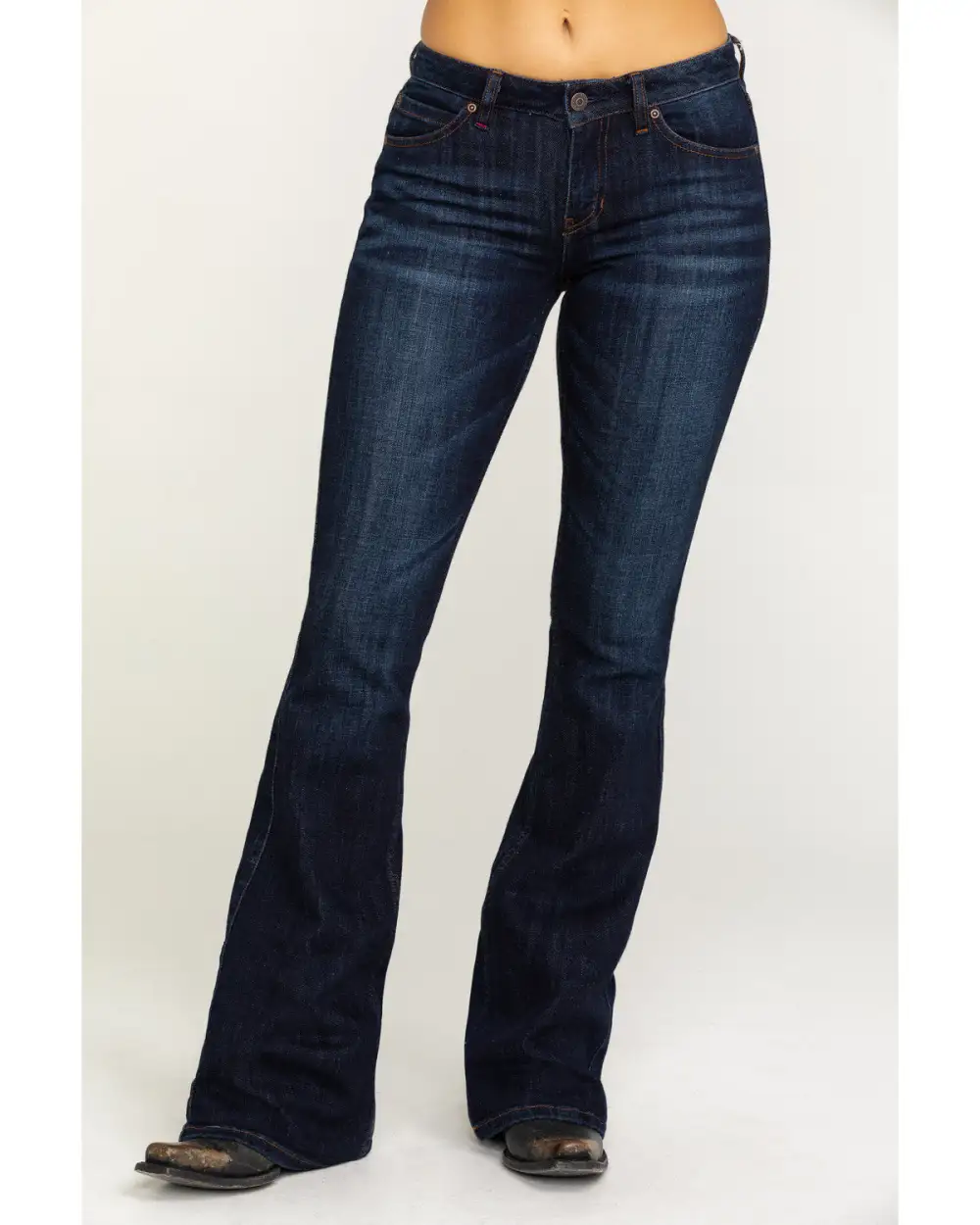 Modern Mid Rise Bootcut Stretch Denim Embroidered Jeans