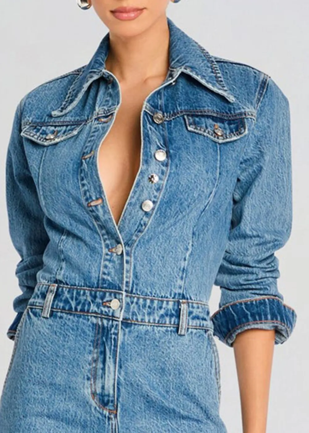 Fitted Mid Rise Jumpsuit