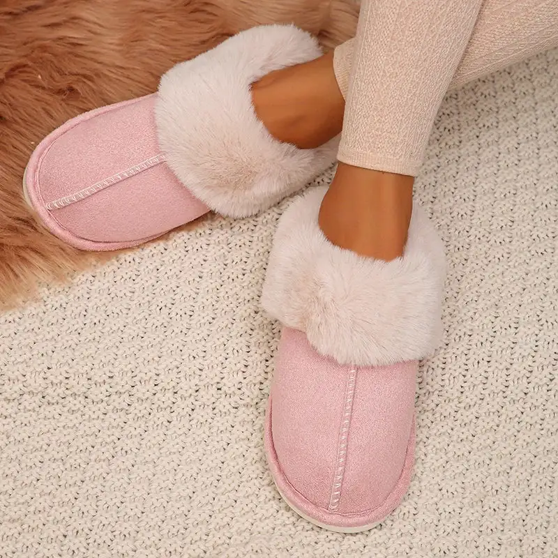Faux-Suede Suede Plush-Lined Indoor Slippers